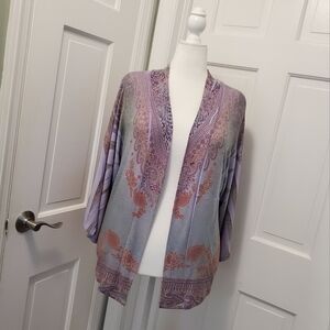 St. TROPEZ WEST Lavender Lightweight Open Front Cardigan Size XL, Boho, Colorful